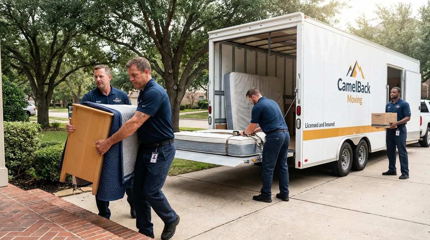 Crew loading residential truck for cross-state move from Lake Isabella, CA